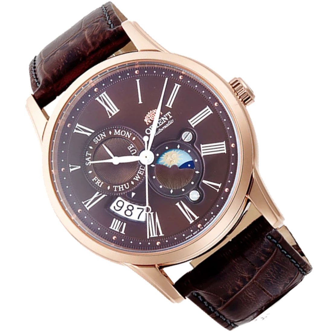 Orient Sun Moon Automatic RA-AK0009T10B RA-AK0009T Leather Watch -Orient