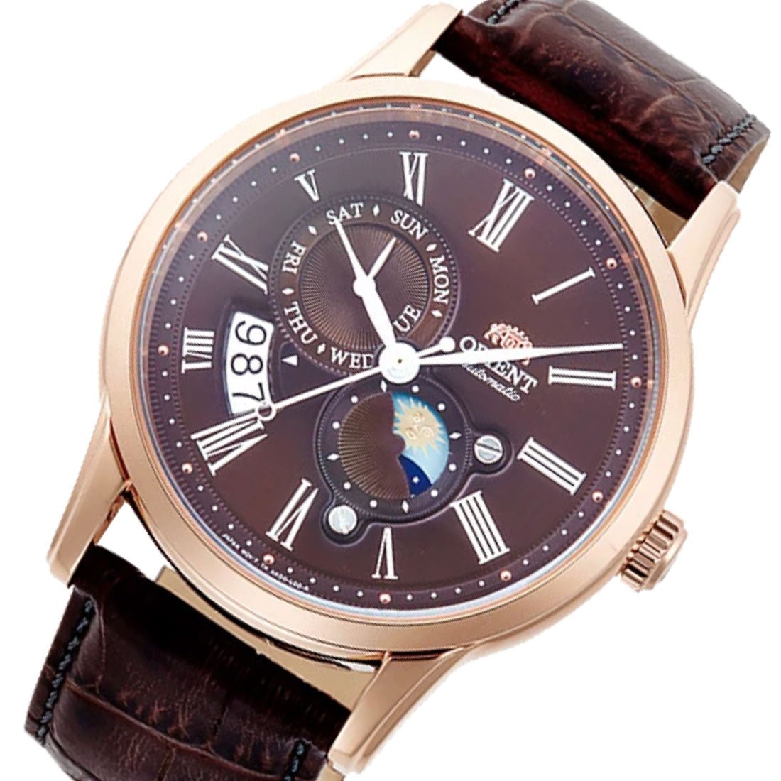 Orient Sun Moon Automatic RA-AK0009T10B RA-AK0009T Leather Watch -Orient
