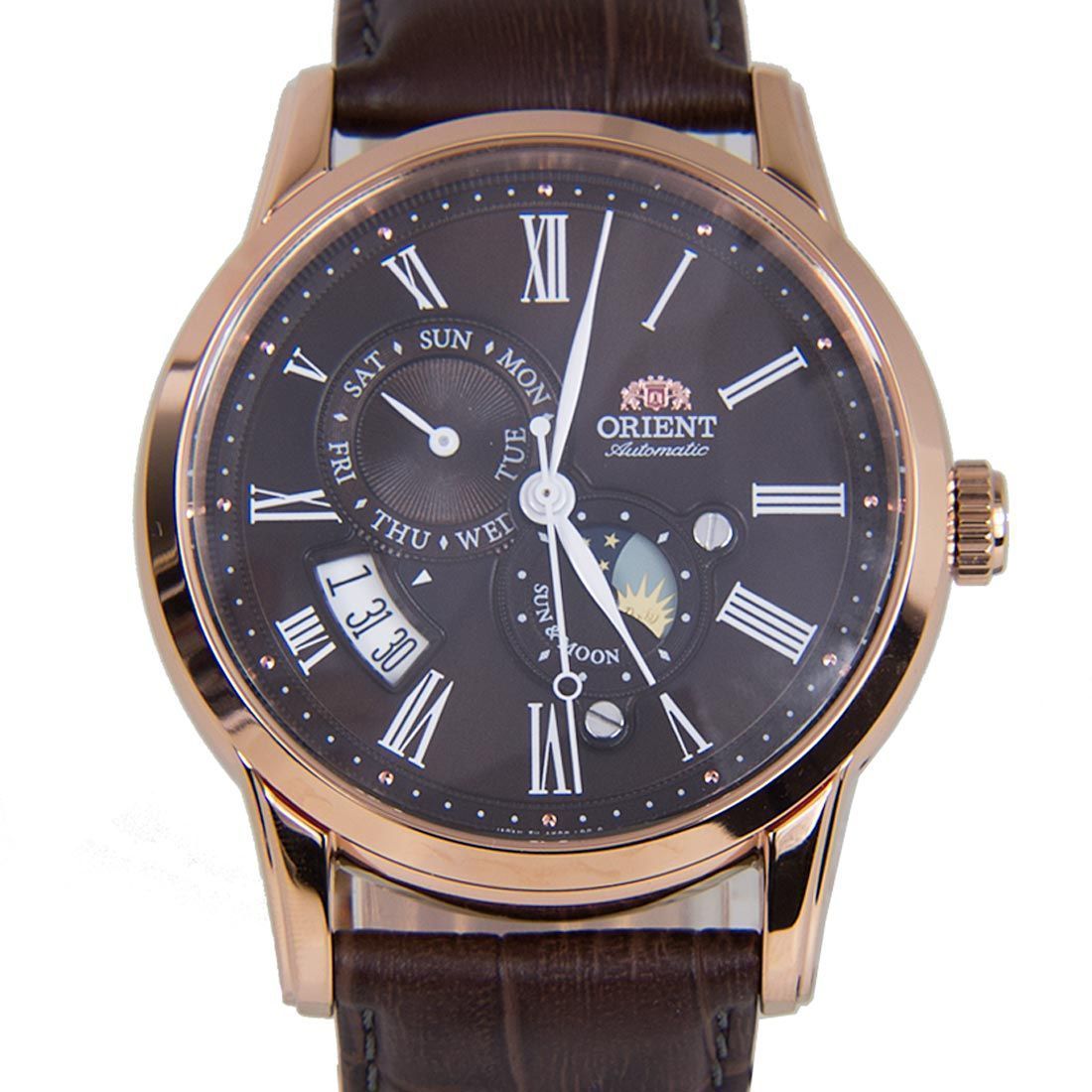 Orient Sun Moon Japan SAK00003T0 AK00003T Mechanical Leather Watch -Orient