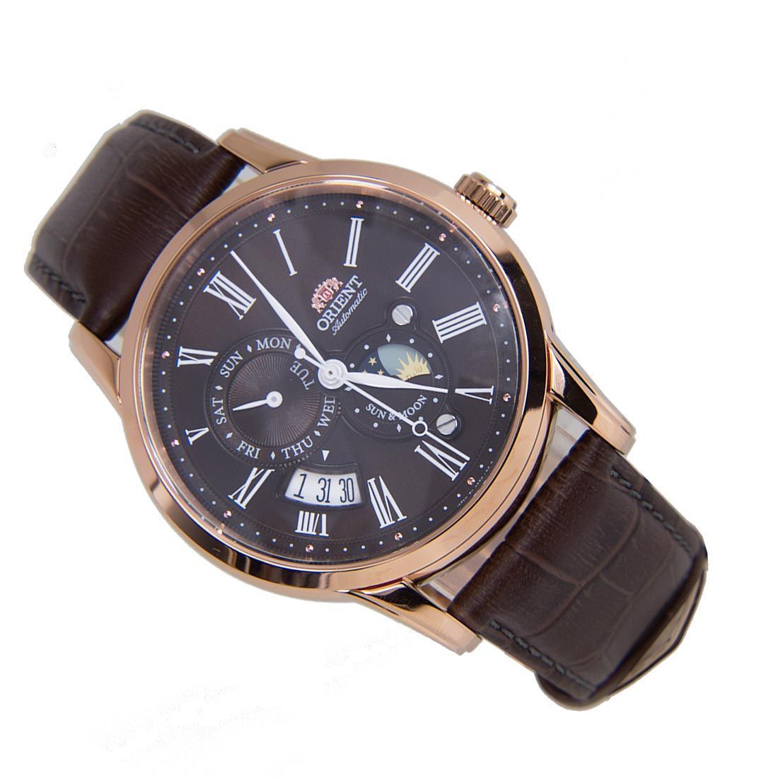 Orient Sun Moon Japan SAK00003T0 AK00003T Mechanical Leather Watch -Orient