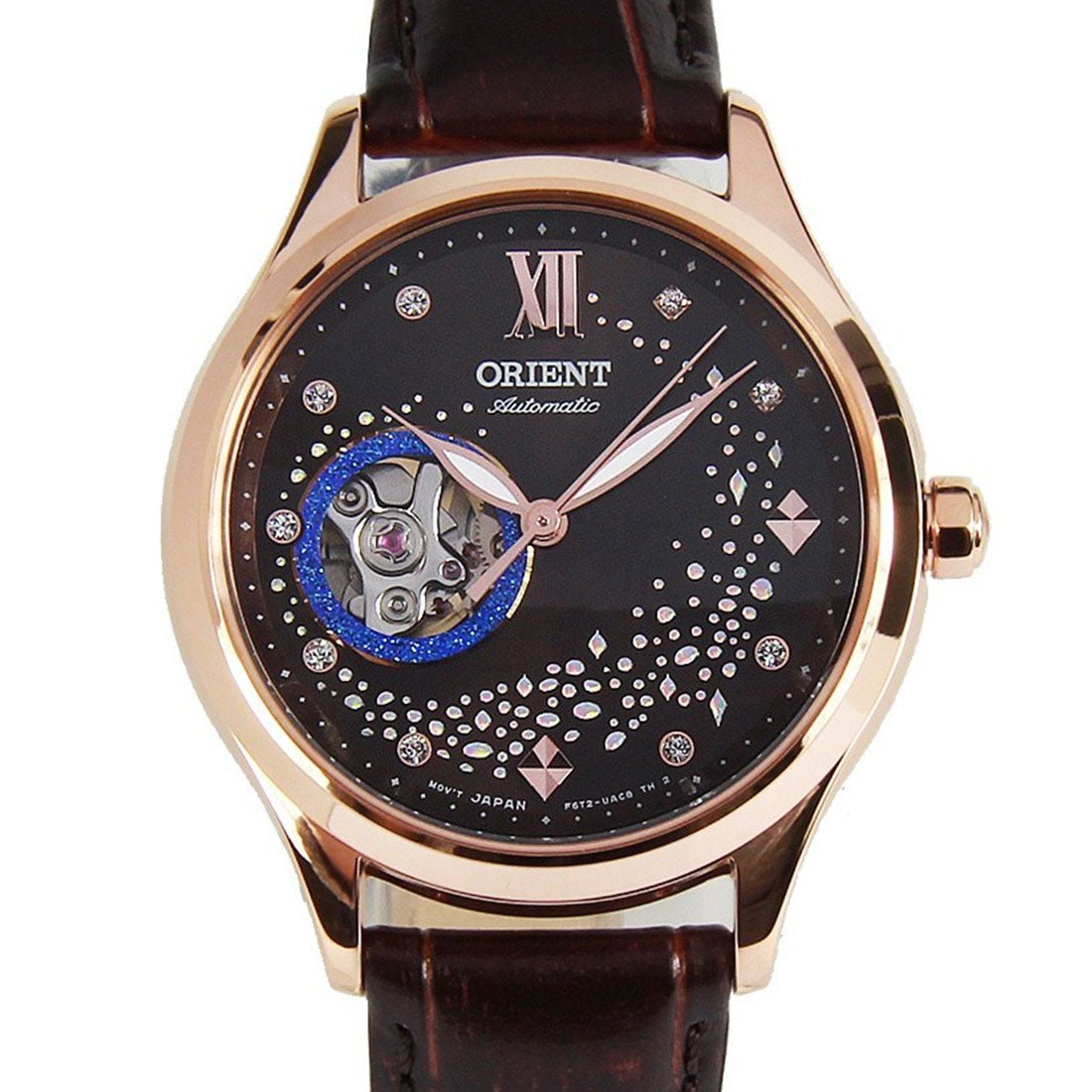 Orient Womens Mechanical RA-AG0017Y10B RA-AG0017Y Open Heart Dial Leather Watch -Orient