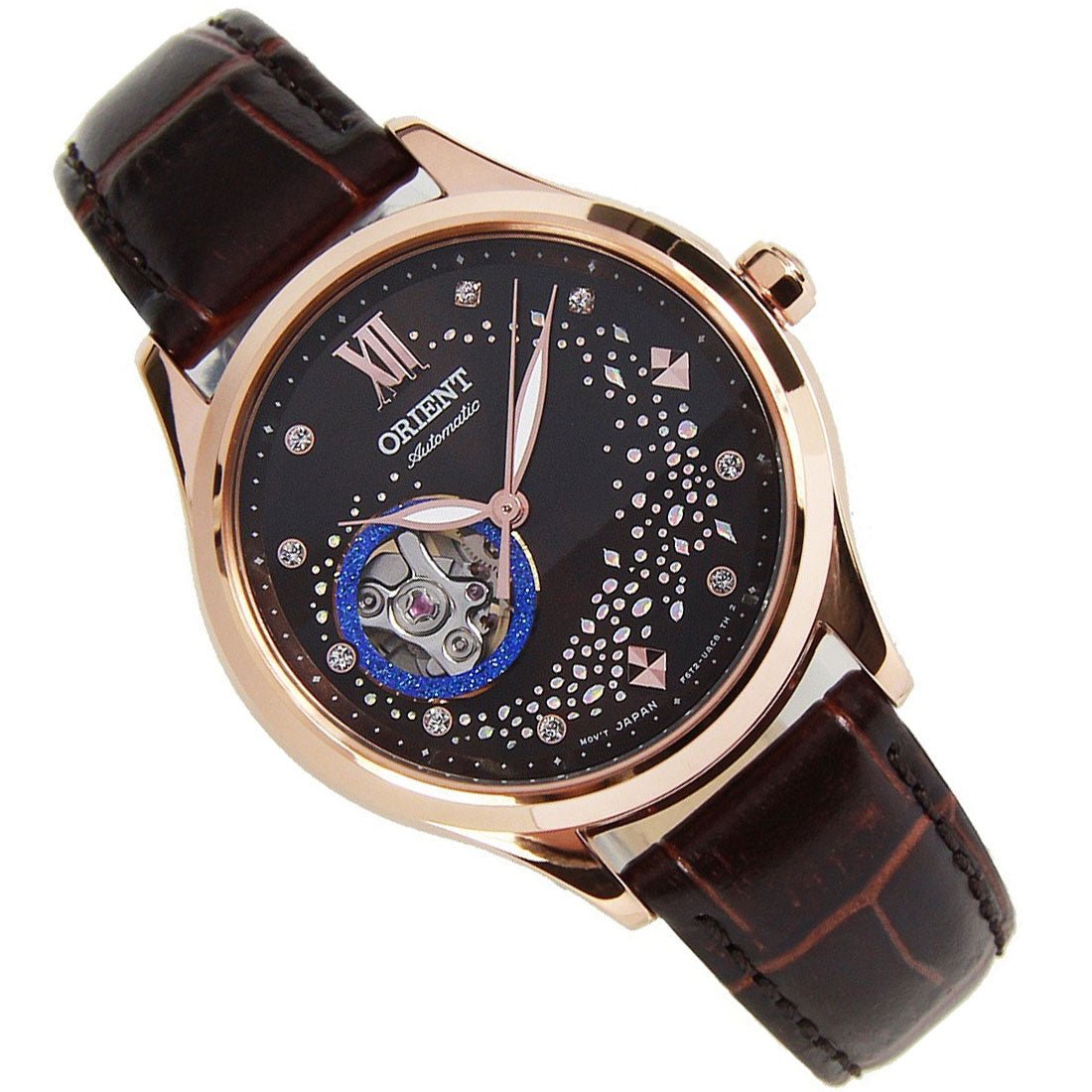 Orient Womens Mechanical RA-AG0017Y10B RA-AG0017Y Open Heart Dial Leather Watch -Orient