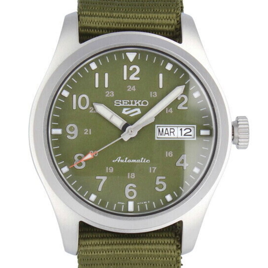 Seiko 5 Field Sports Green Nylon SRPG33 SRPG33K SRPG33K1 Automatic Watch -Seiko