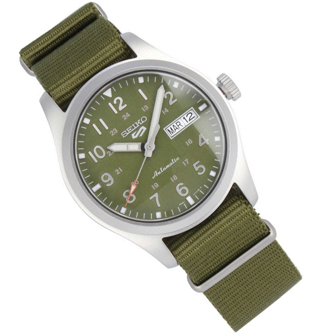 Seiko 5 Field Sports Green Nylon SRPG33 SRPG33K SRPG33K1 Automatic Watch -Seiko