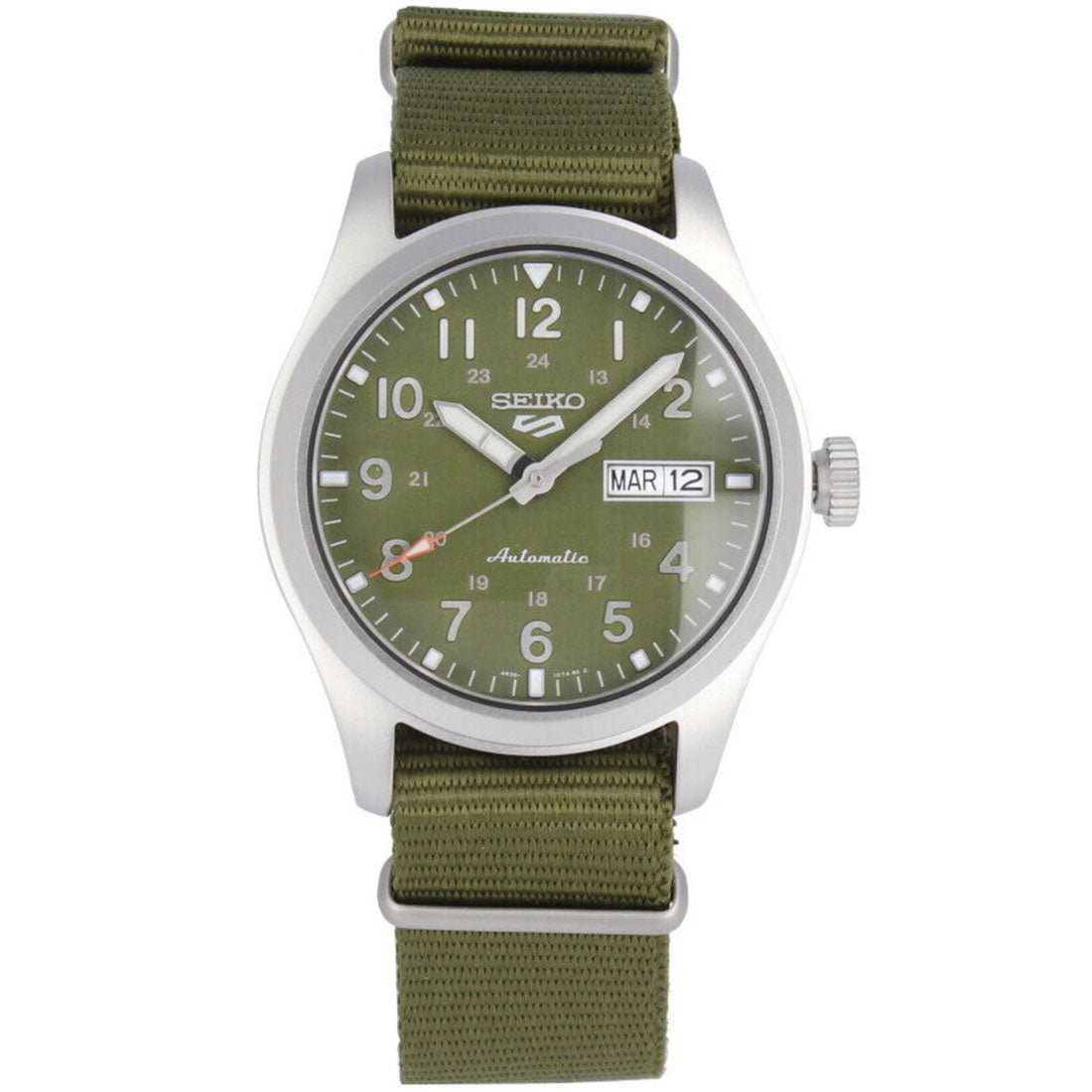 Seiko 5 Field Sports Green Nylon SRPG33 SRPG33K SRPG33K1 Automatic Watch -Seiko