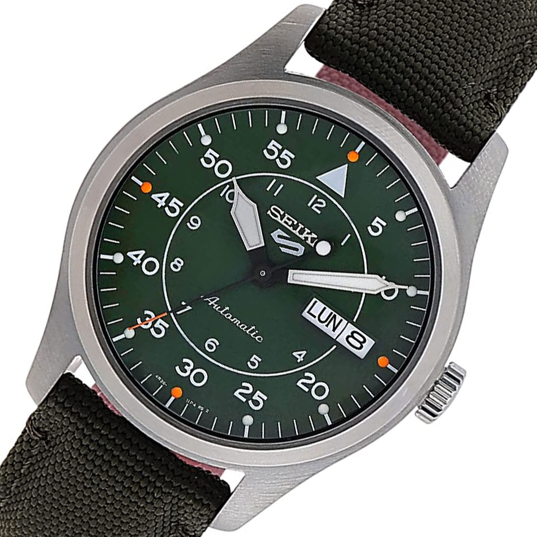 Seiko 5 Flieger SRPH29K1 SRPH29 SRPH29K Green Nylon Mechanical Sports Watch -Seiko