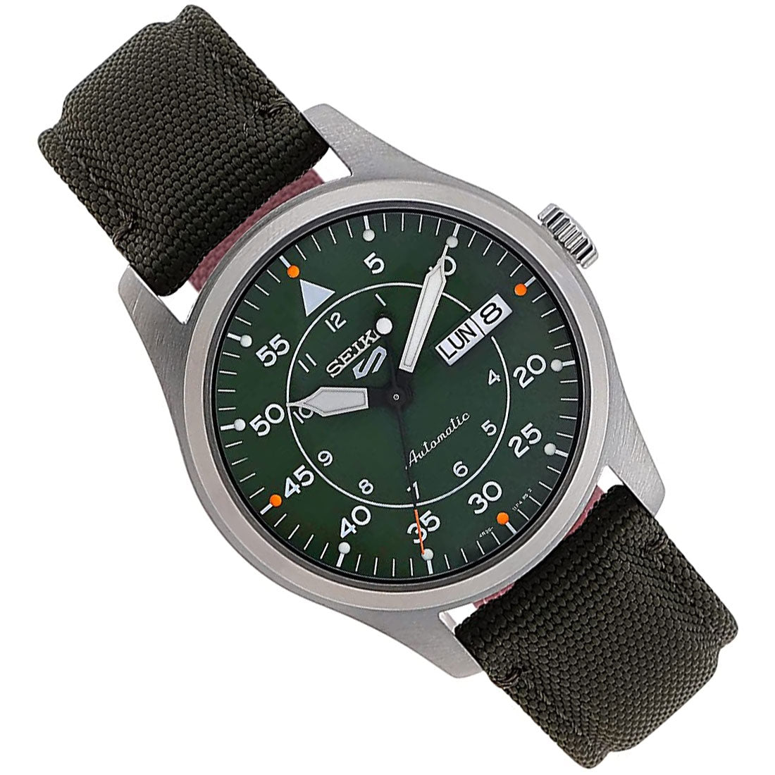 Seiko 5 Flieger SRPH29K1 SRPH29 SRPH29K Green Nylon Mechanical Sports Watch -Seiko