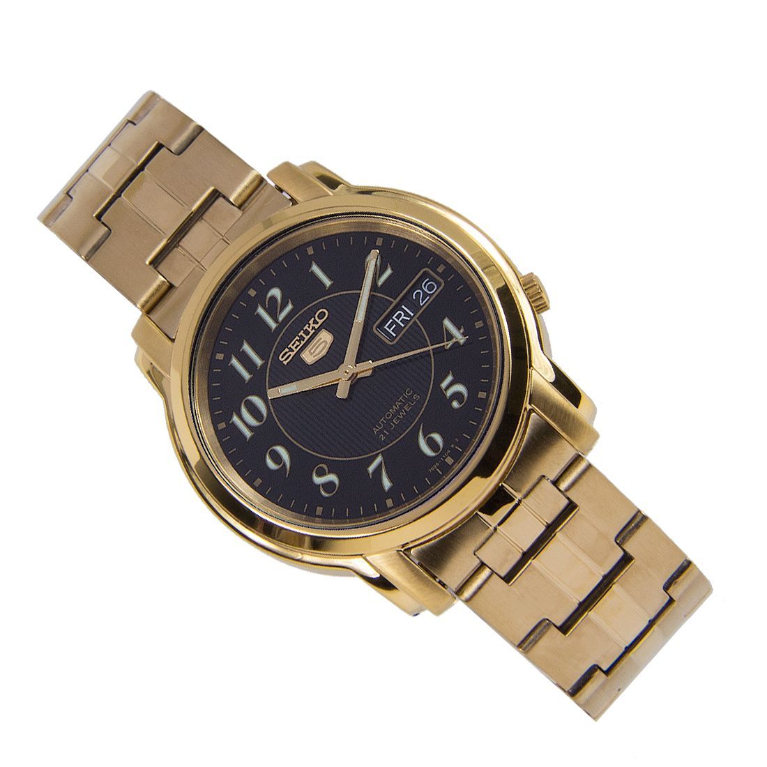 Seiko 5 Gold Automatic SNKL96K1 SNKL96 SNKL96K Black Dial Watch -Seiko