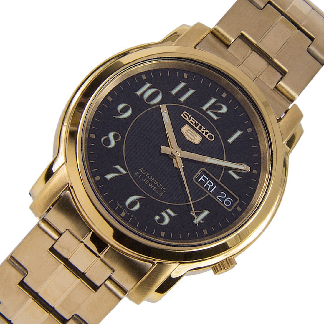 Seiko 5 Gold Automatic SNKL96K1 SNKL96 SNKL96K Black Dial Watch -Seiko