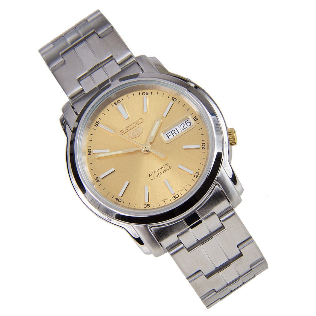 Seiko 5 Gold Dial SNKL81K1 SNKL81 SNKL81K Stainless Steel Watch -Seiko