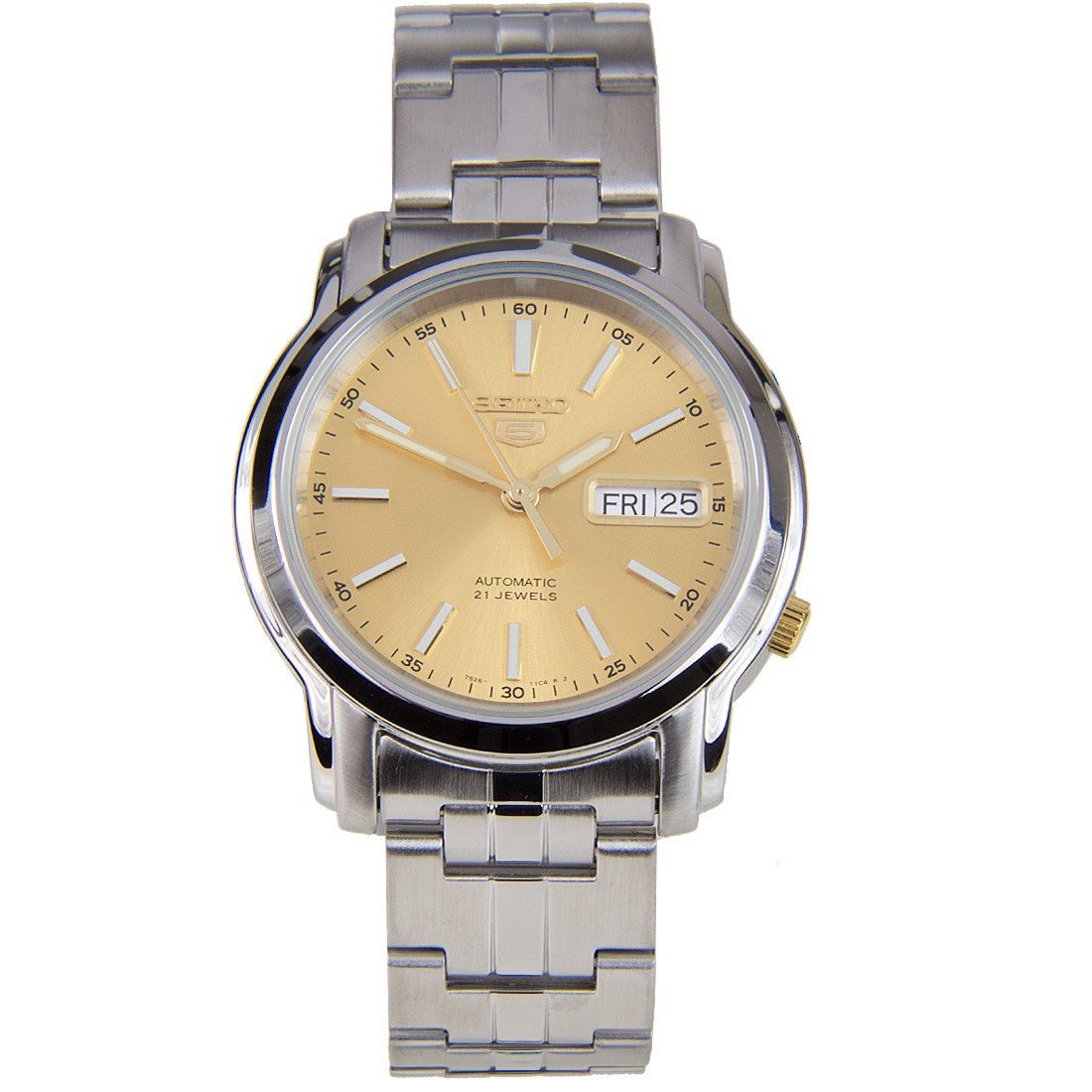 Seiko 5 Gold Dial SNKL81K1 SNKL81 SNKL81K Stainless Steel Watch -Seiko