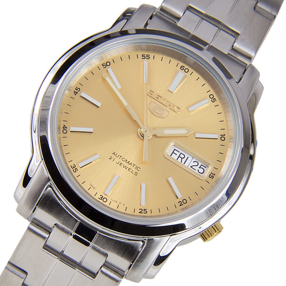 Seiko 5 Gold Dial SNKL81K1 SNKL81 SNKL81K Stainless Steel Watch -Seiko