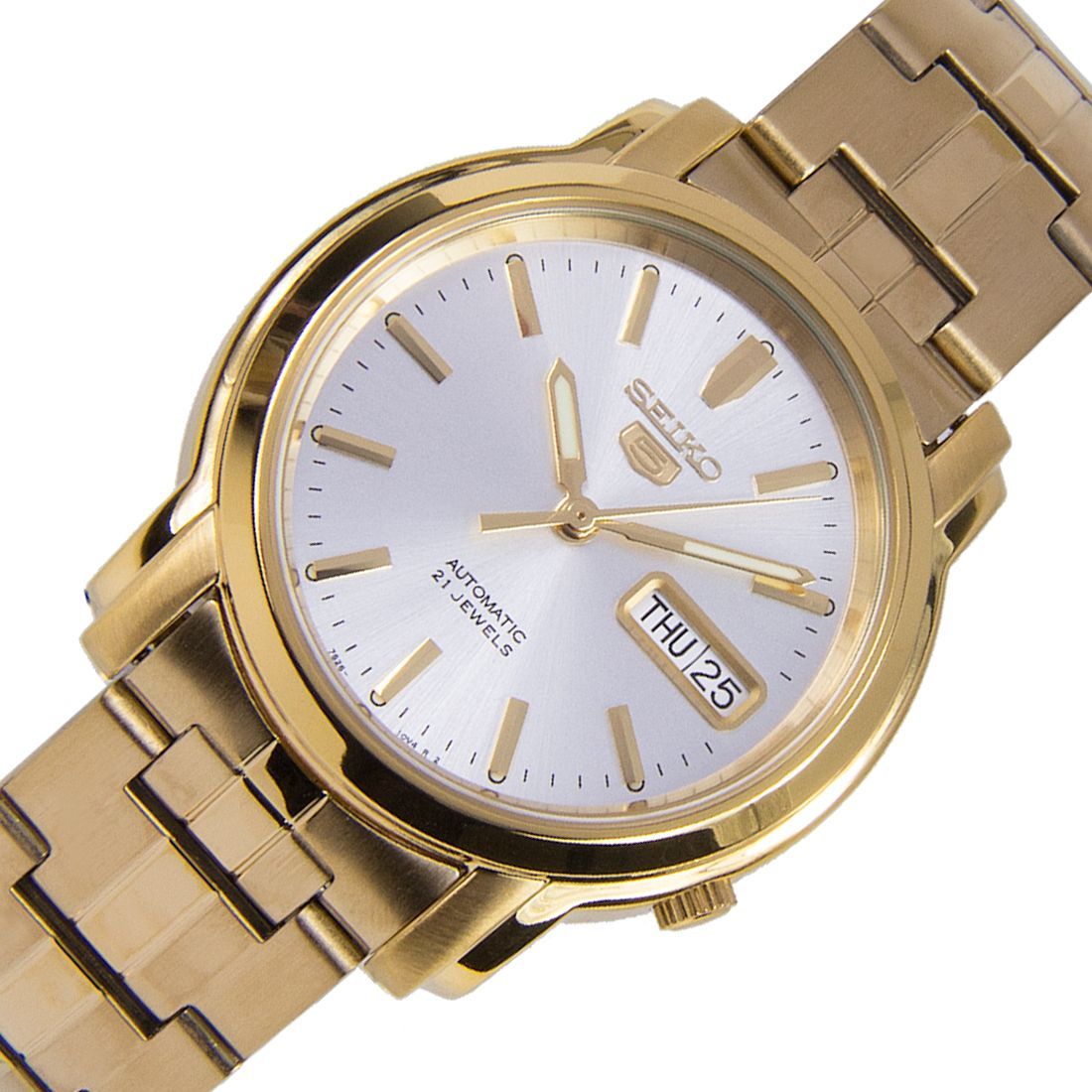 Seiko 5 Gold SNKK74K1 SNKK74 SNKK74K Silver Dial Dress Mechanical Watch -Seiko