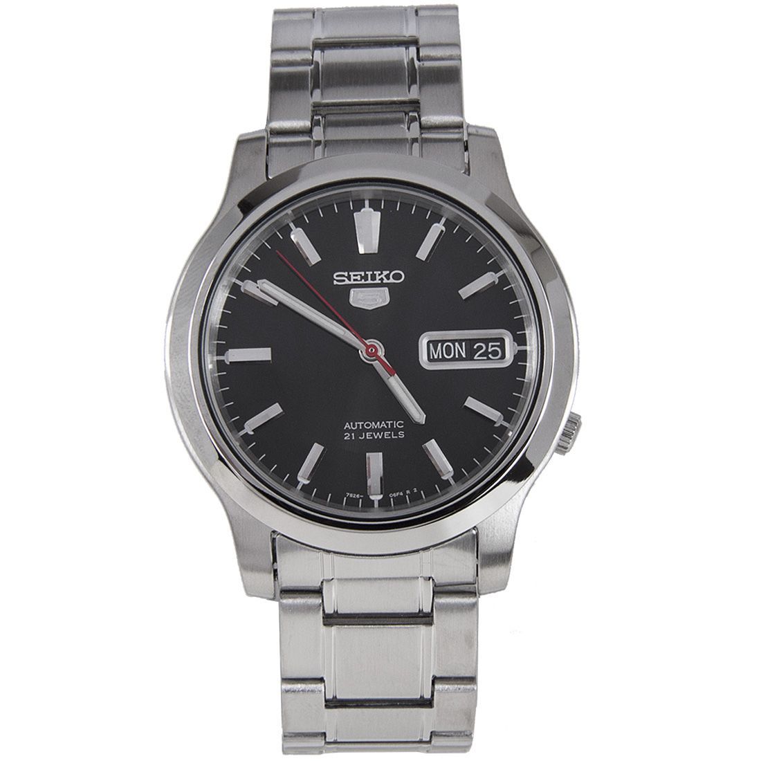 Seiko 5 Mechanical SNK795K1 SNK795 Black Dial Stainless Steel Watch -Seiko