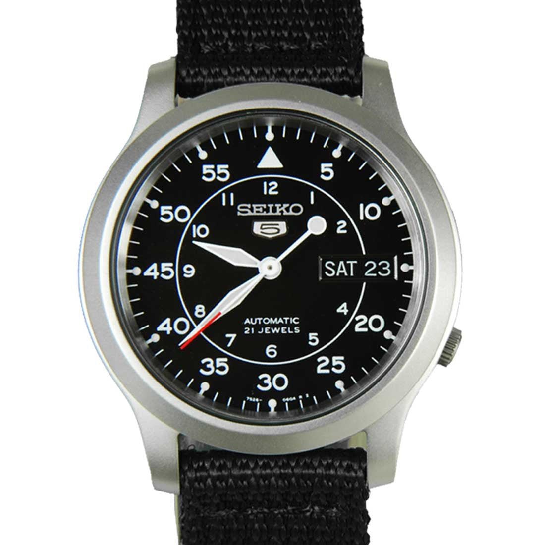 Seiko 5 Military Black Nylon SNK809K2 SNK809 SNK809K Watch -Seiko