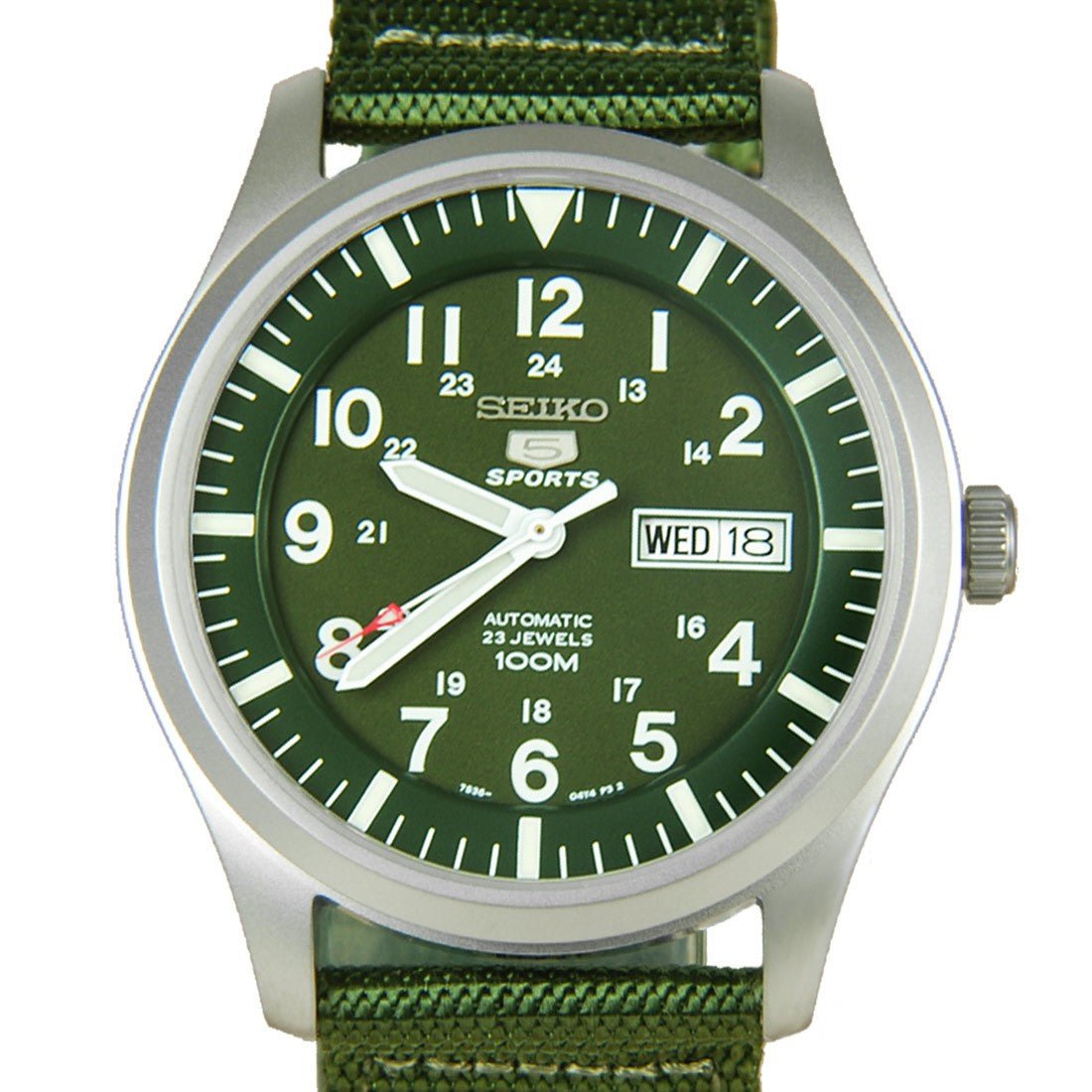 Seiko 5 Military Green Nylon SNZG09K1 SNZG09 SNZG09K Automatic Watch -Seiko