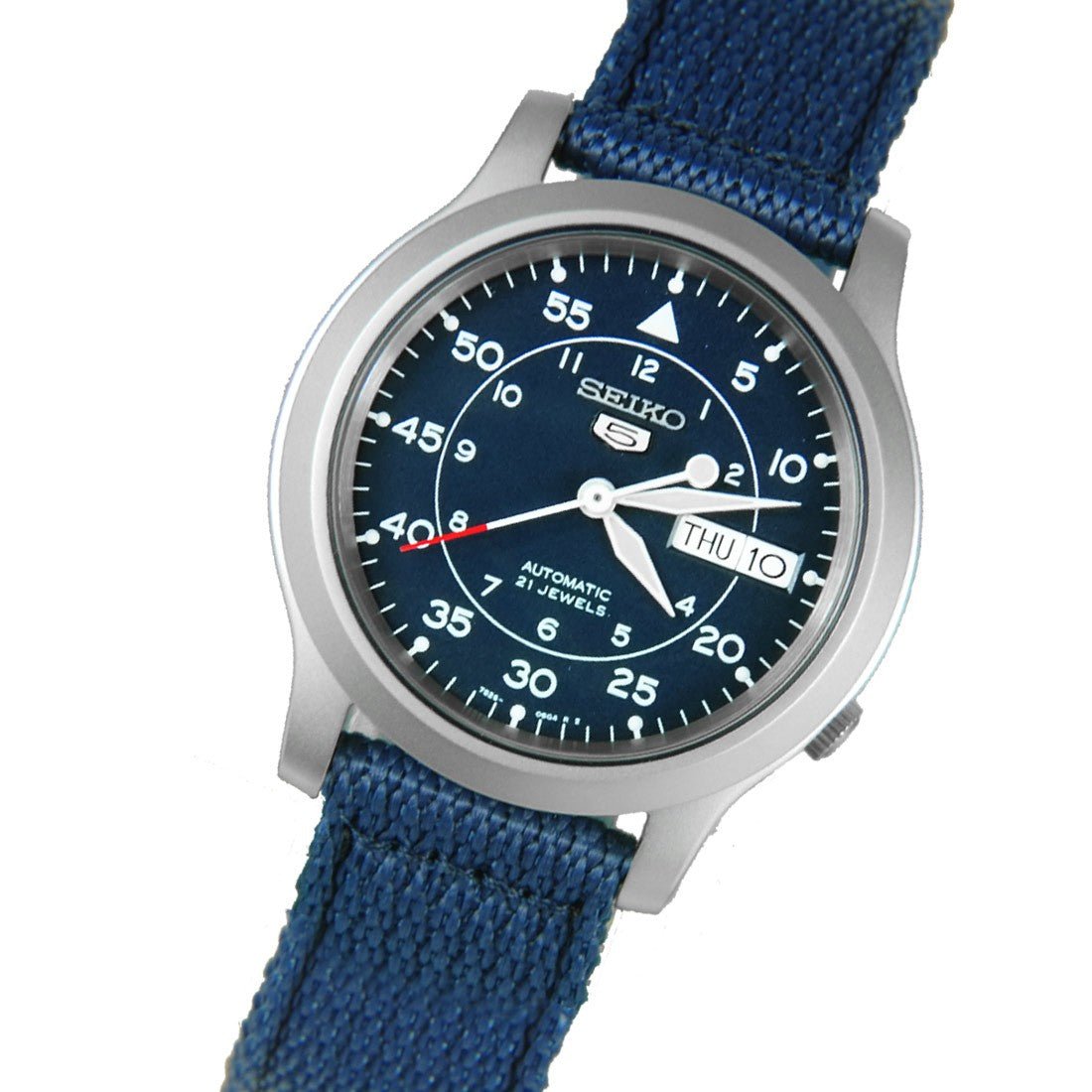 Seiko 5 Military SNK807K2 SNK807 SNK807K Blue Nylon Watch -Seiko