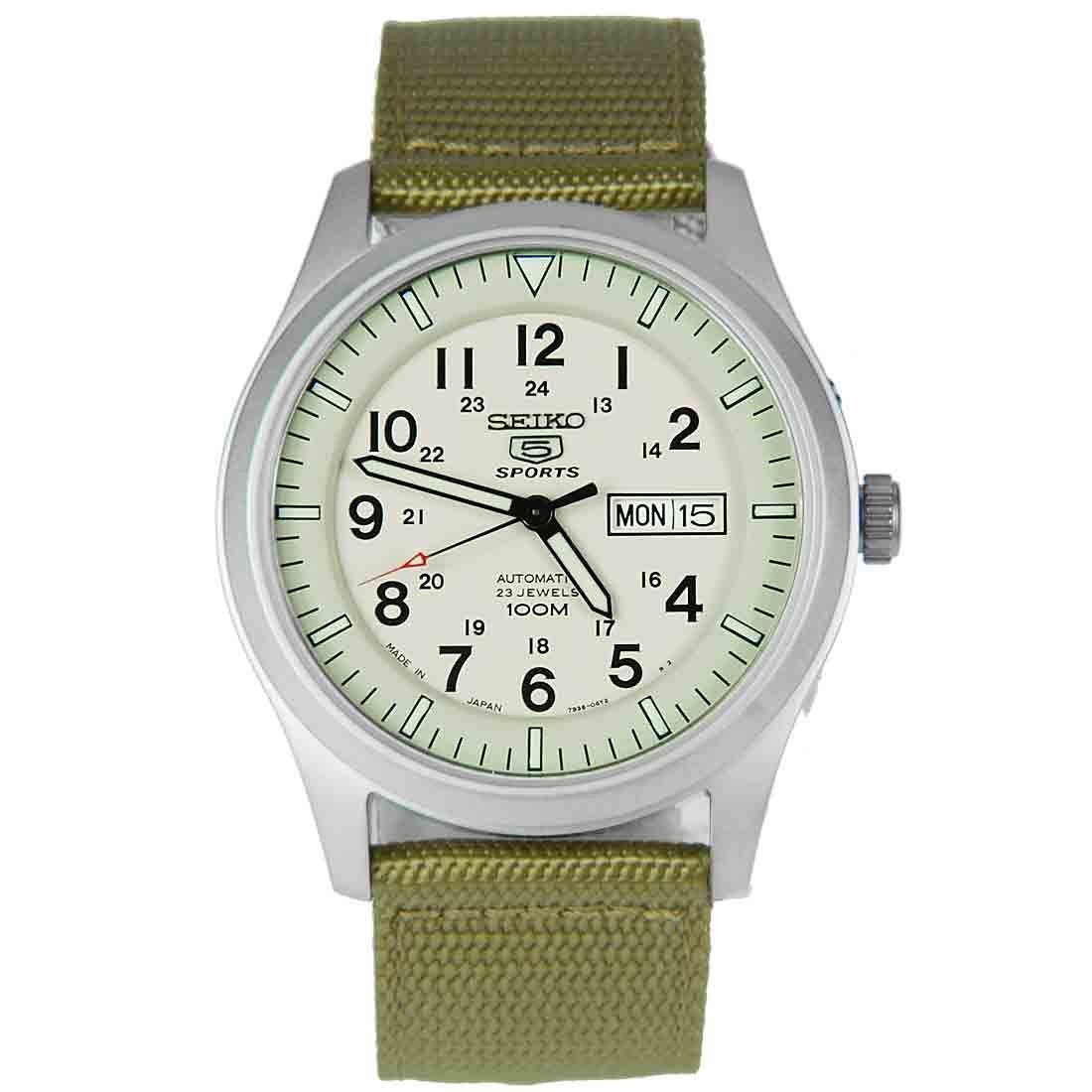 Seiko 5 Military SNZG07J1 SNZG07 SNZG07J Cream Nylon Watch -Seiko