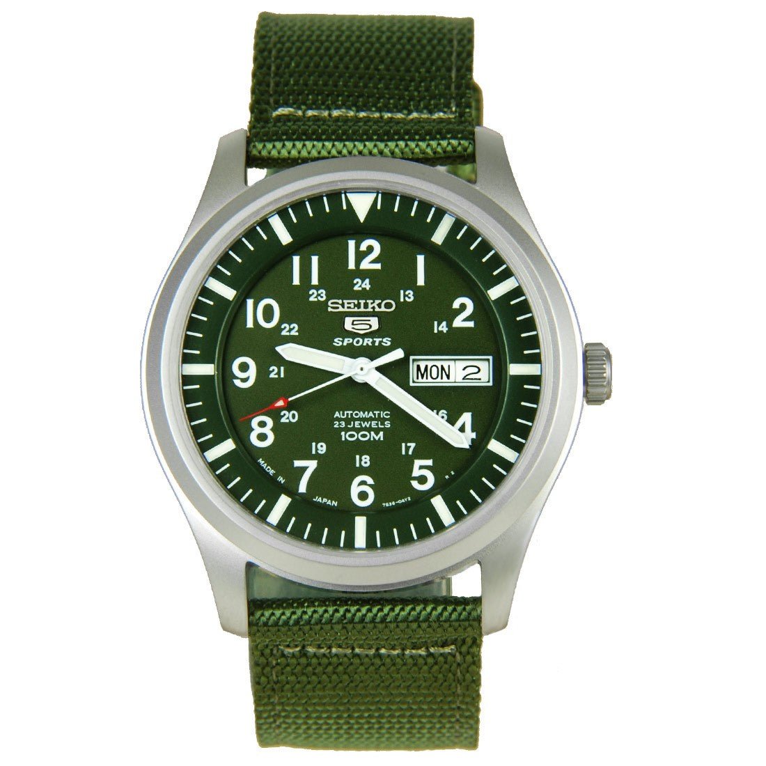 Seiko 5 Military SNZG09J1 SNZG09 SNZG09J Green Nylon Watch -Seiko