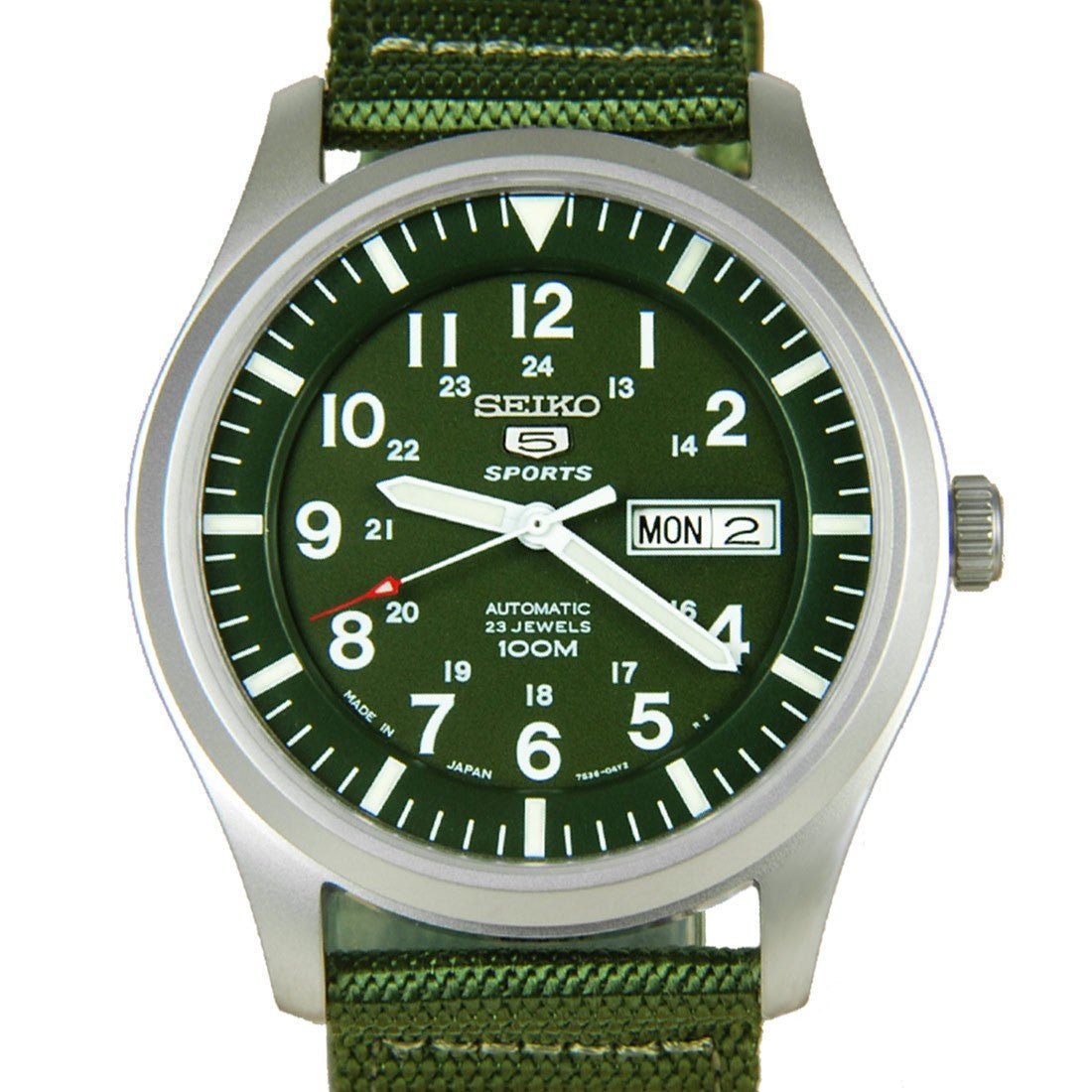 Seiko 5 Military SNZG09J1 SNZG09 SNZG09J Green Nylon Watch -Seiko