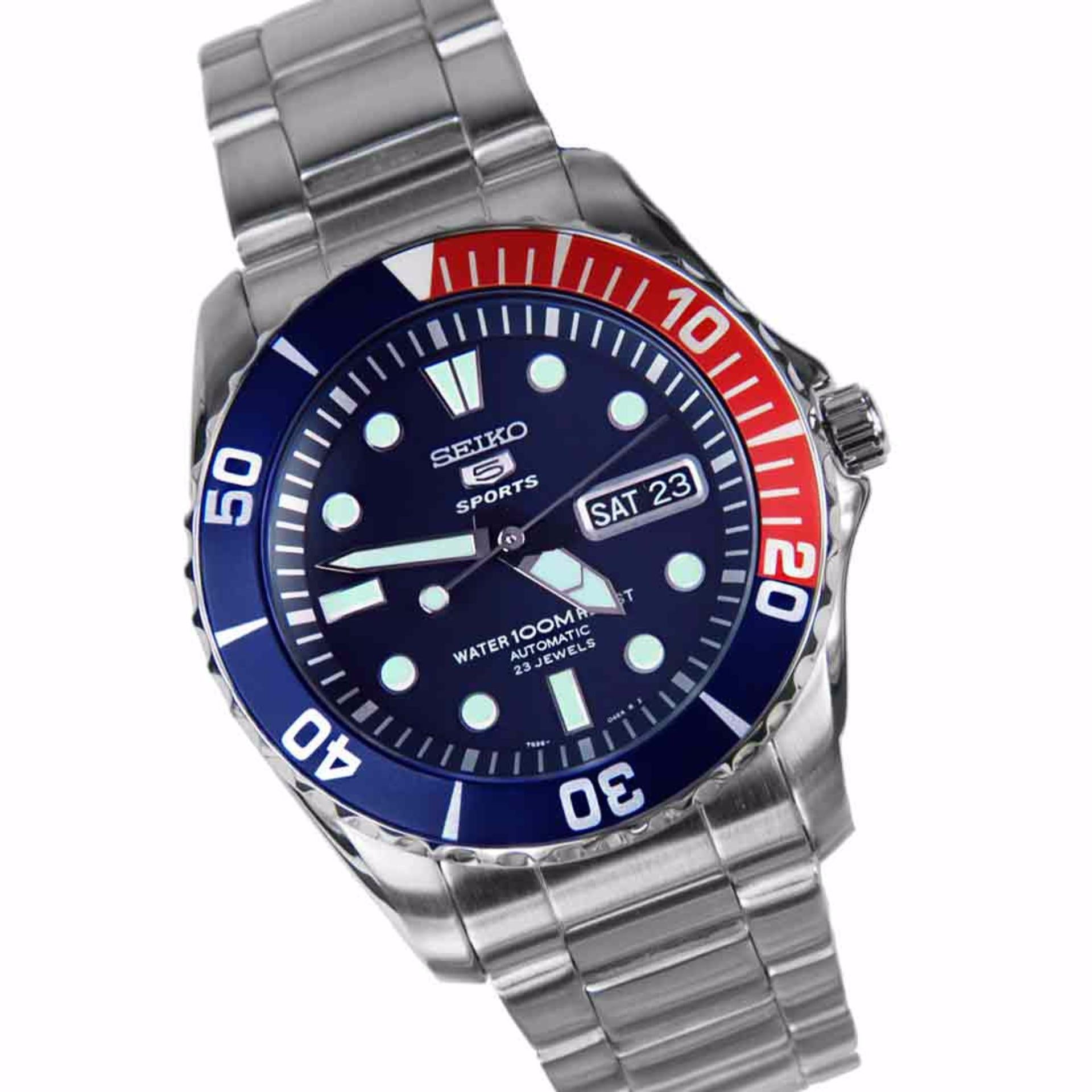 Seiko 5 SNZF15K1 SNZF15K SNZF15 Automatic Pepzi Bezel Divers Watch -Seiko