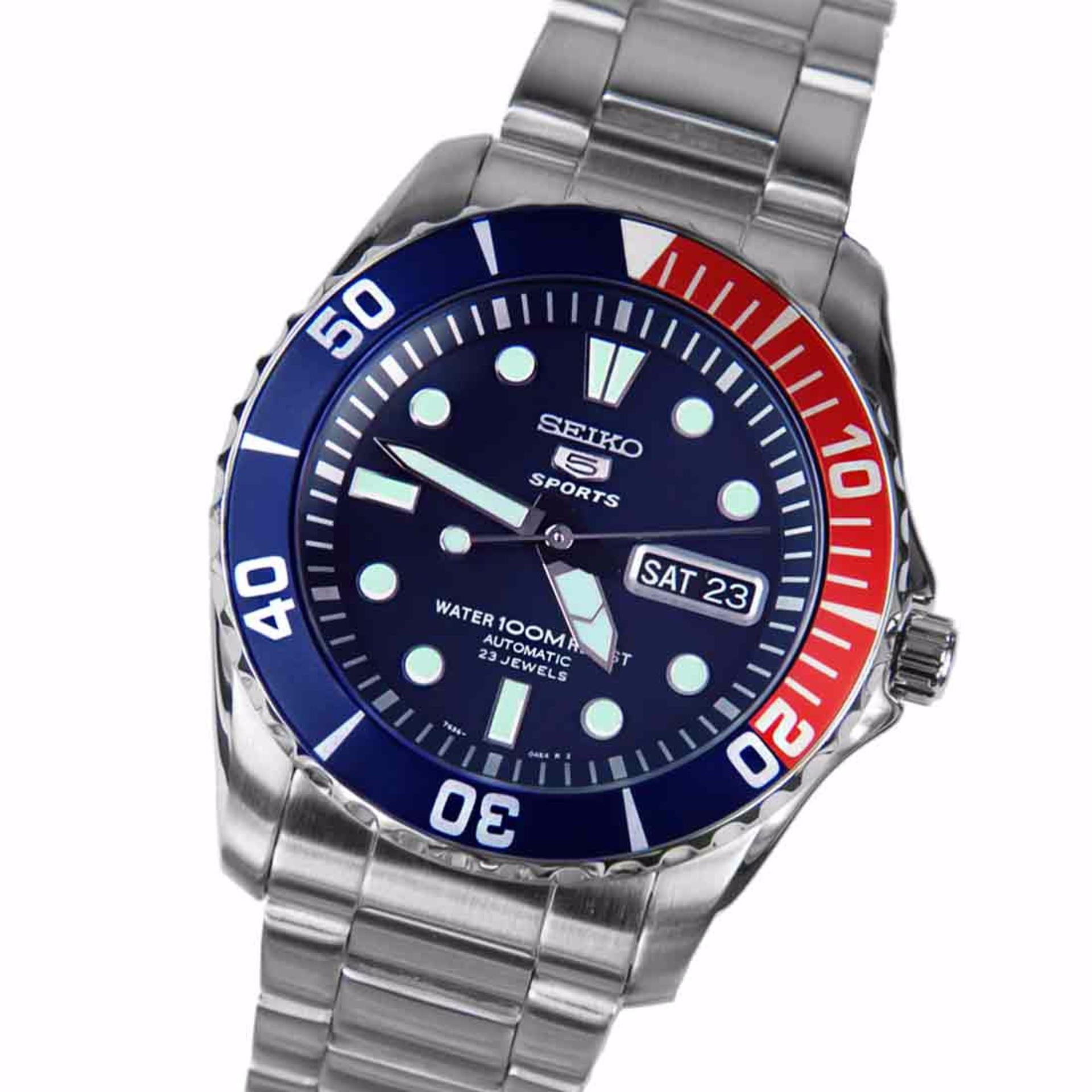 Seiko 5 SNZF15K1 SNZF15K SNZF15 Automatic Pepzi Bezel Divers Watch -Seiko