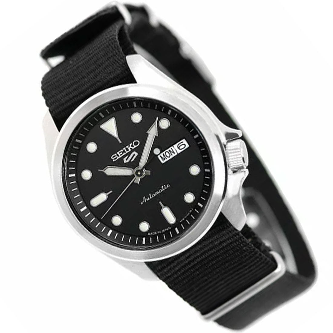 Seiko 5 Sports Black Dial Automatic Nylon JDM Watch SBSA057 -Seiko