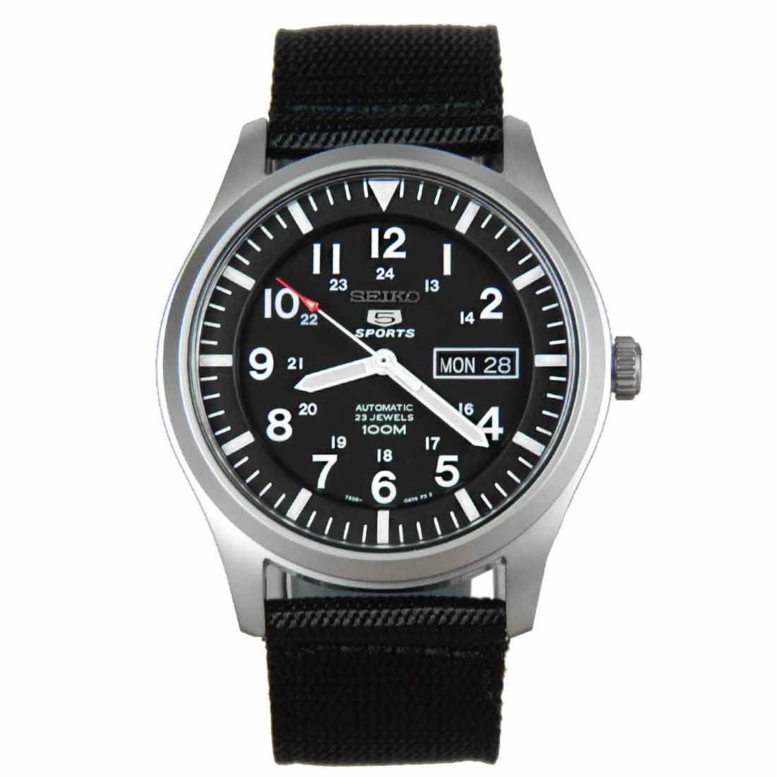 Seiko 5 Sports Black Nylon SNZG15K1 SNZG15 SNZG15K Watch -Seiko