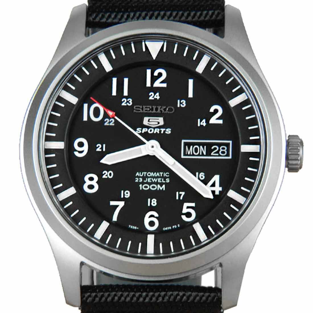 Seiko 5 Sports Black Nylon SNZG15K1 SNZG15 SNZG15K Watch -Seiko