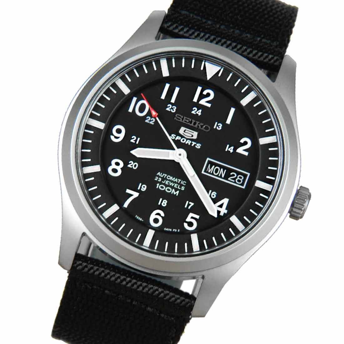 Seiko 5 Sports Black Nylon SNZG15K1 SNZG15 SNZG15K Watch -Seiko