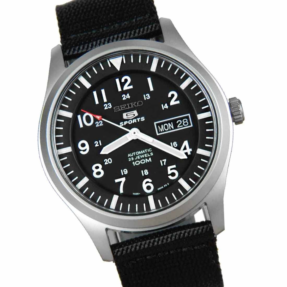 Seiko 5 Sports Black Nylon SNZG15K1 SNZG15 SNZG15K Watch -Seiko
