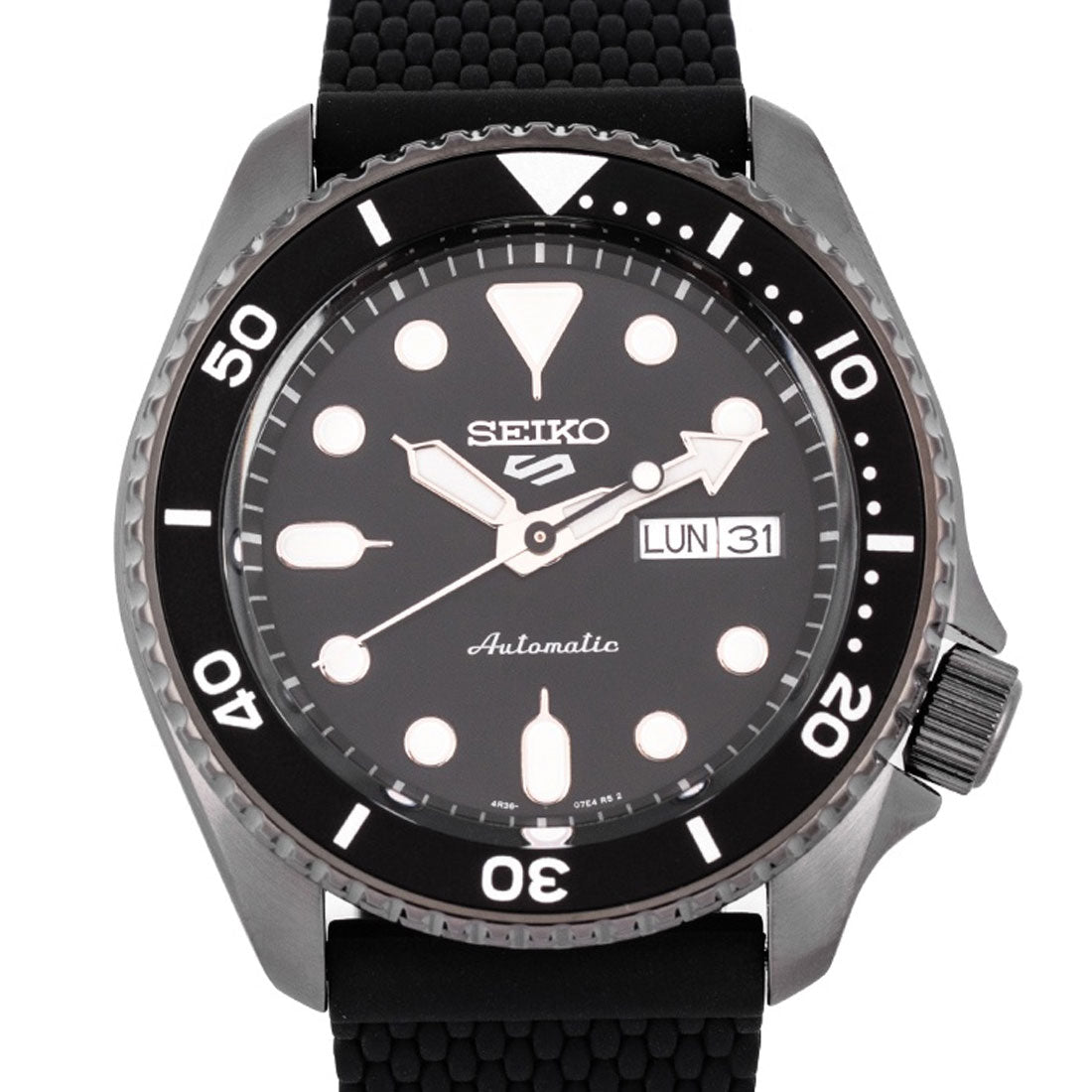 Seiko 5 Sports Black Silicone SRPD65K2 SRPD65 SRPD65K Automatic Watch -Seiko
