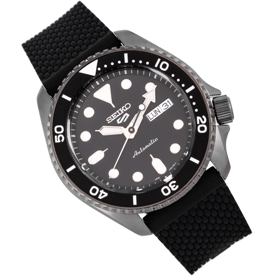Seiko 5 Sports Black Silicone SRPD65K2 SRPD65 SRPD65K Automatic Watch -Seiko