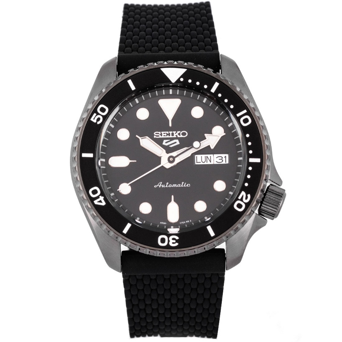 Seiko 5 Sports Black Silicone SRPD65K2 SRPD65 SRPD65K Automatic Watch -Seiko