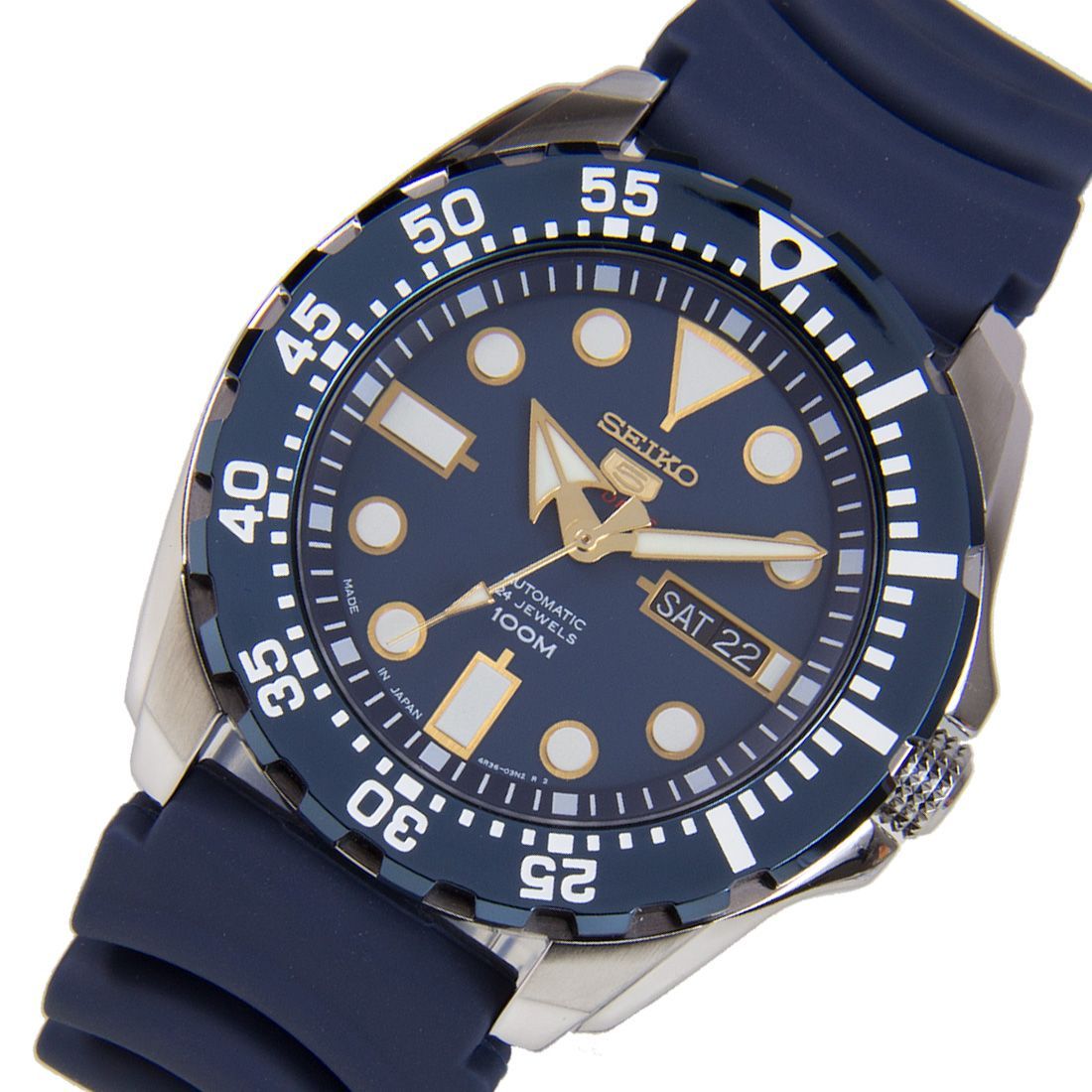 Seiko 5 Sports Japan Blue Rubber Watch SRP605 SRP605J2 -Seiko