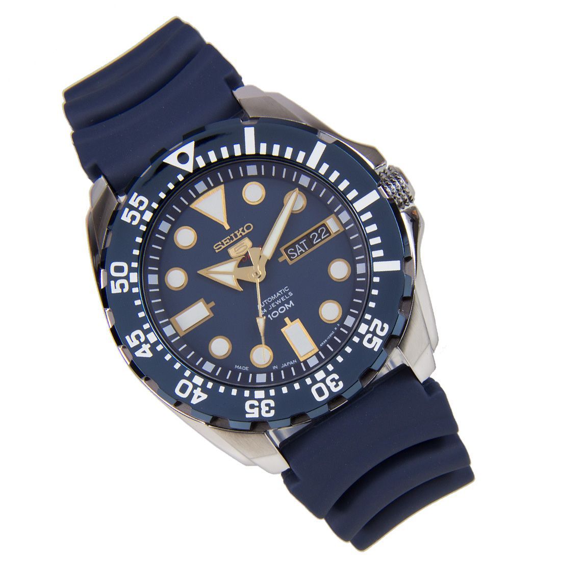 Seiko 5 Sports Japan Blue Rubber Watch SRP605 SRP605J2 -Seiko