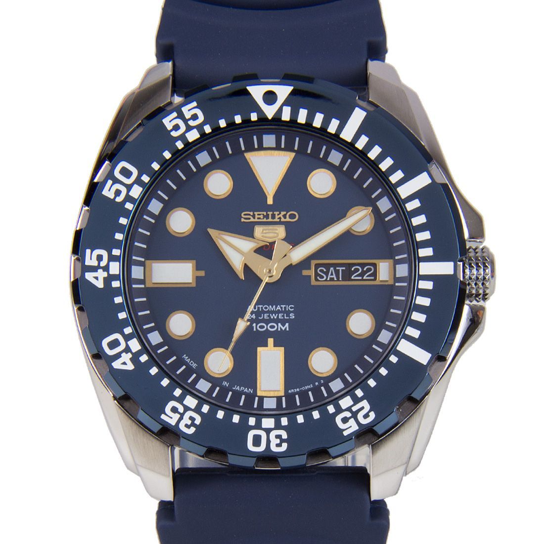 Seiko 5 Sports Japan Blue Rubber Watch SRP605 SRP605J2 -Seiko