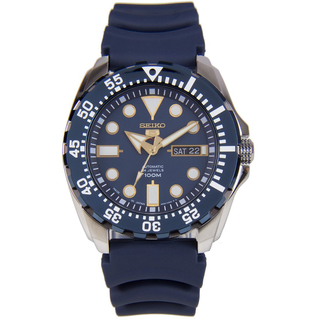 Seiko 5 Sports Japan Blue Rubber Watch SRP605 SRP605J2 -Seiko