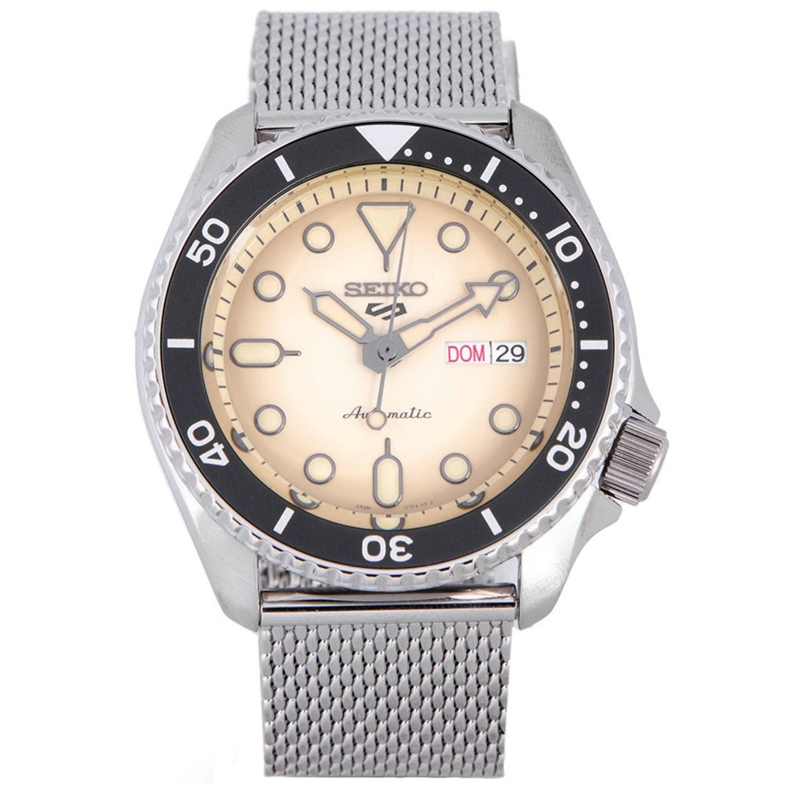 Seiko 5 Sports Mesh Beige Dial SRPE75K1 SRPE75 SRPE75K Watch -Seiko