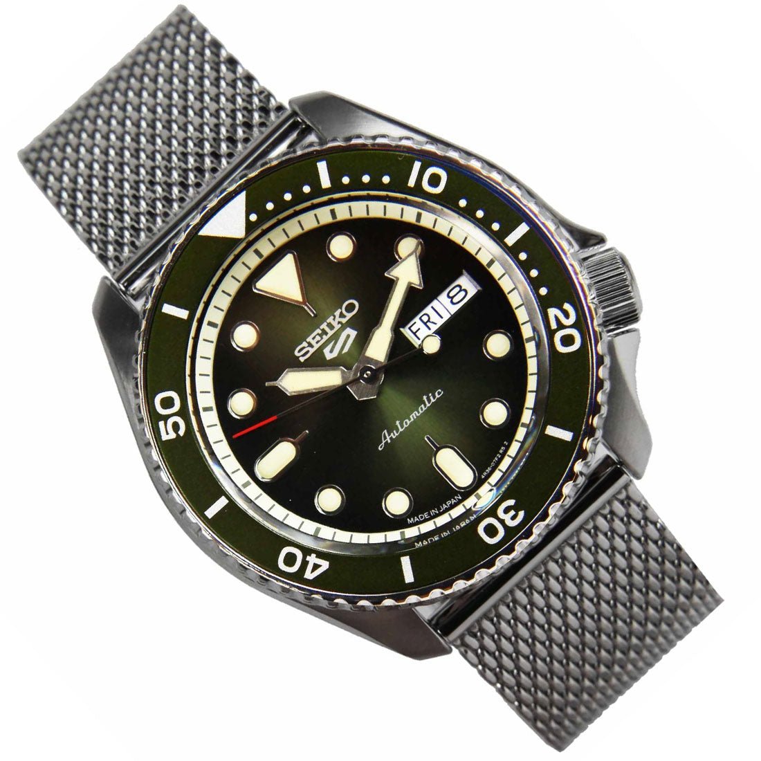 Seiko 5 Sports Mesh Green Dial SRPD75K1 SRPD75 SRPD75K Watch -Seiko