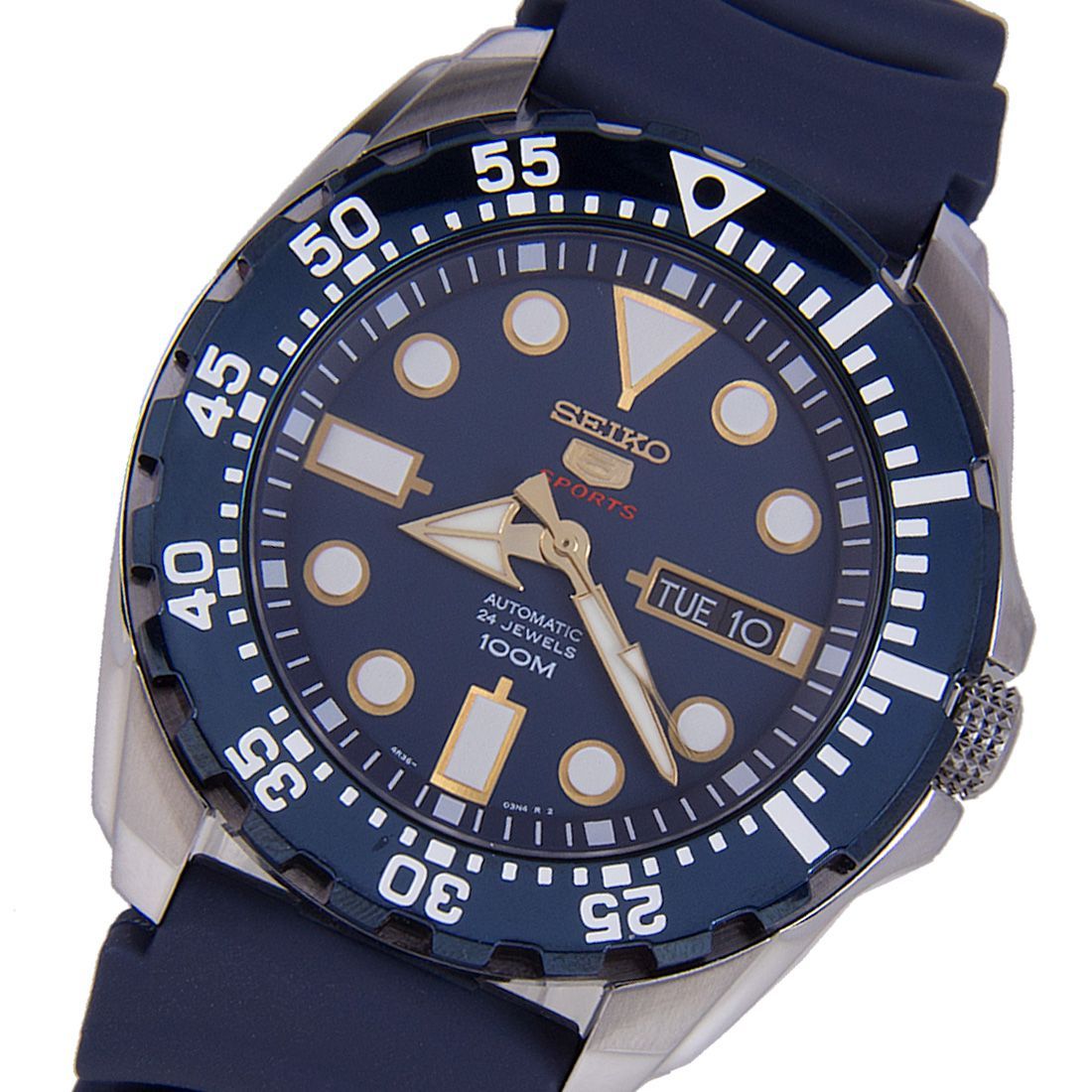 Seiko 5 Sports SRP605K2 SRP605 SRP605K2 Blue Rubber Automatic Watch -Seiko