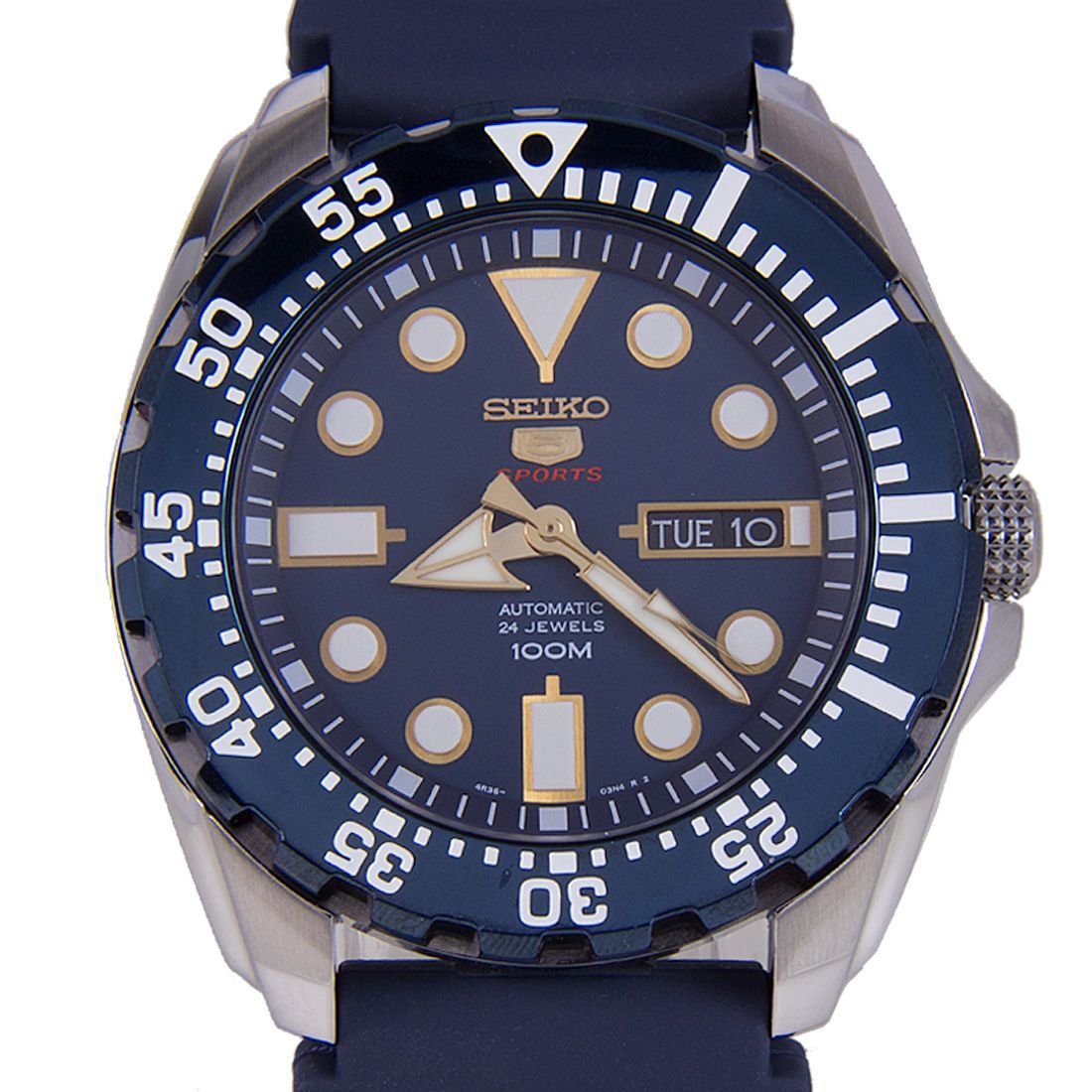 Seiko 5 Sports SRP605K2 SRP605 SRP605K2 Blue Rubber Automatic Watch -Seiko