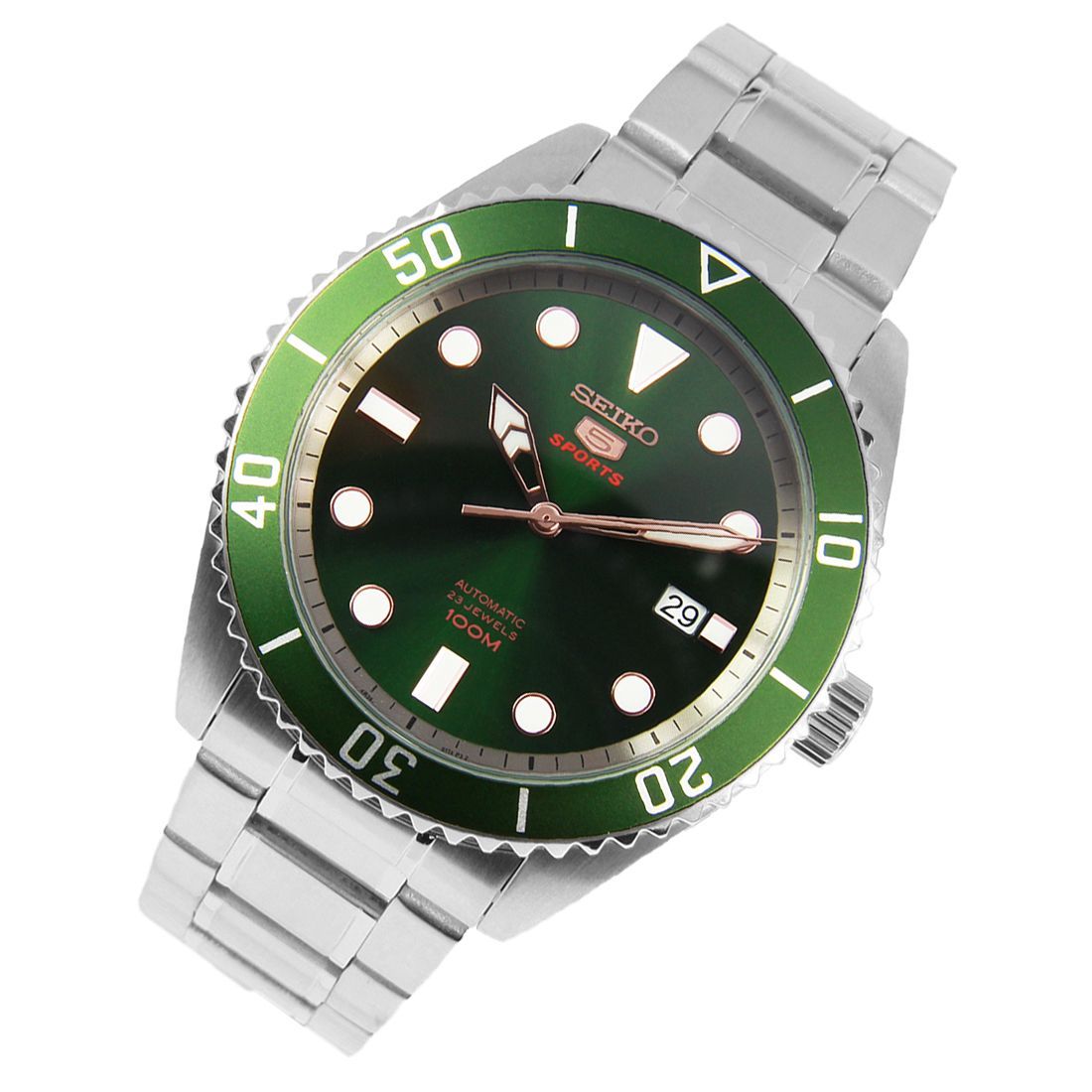 Seiko 5 Sports SRPB93K1 SRPB93 SRPB93K Green Dial Stainless Steel Watch -Seiko