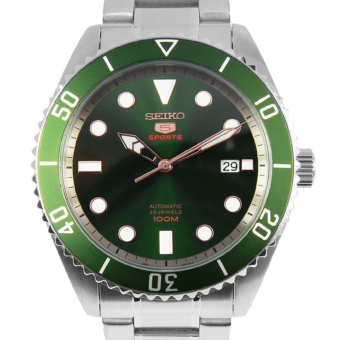 Seiko 5 Sports SRPB93K1 SRPB93 SRPB93K Green Dial Stainless Steel Watch -Seiko