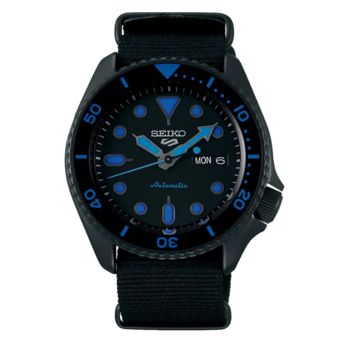 Seiko 5 Sports SRPD81K1 SRPD81 SRPD81K Black Dial Street Style Nylon Watch -Seiko