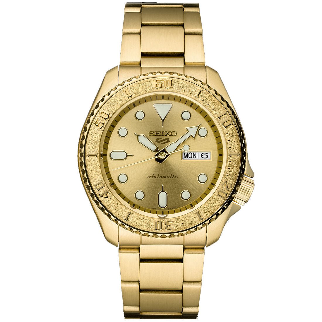 Seiko 5 Sports SRPE74 SRPE74K SRPE74K1 Gold Tone Stainless Steel Watch -Seiko
