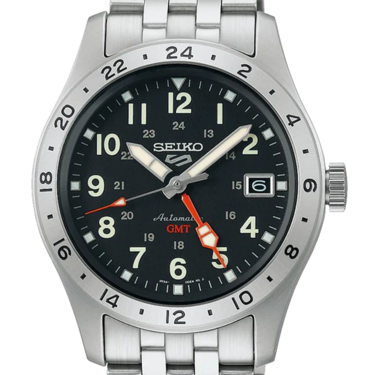 Seiko 5 Sports SSK023K1 SSK023 SSK023K GMT Field Deploy Black Dial Watch -Seiko