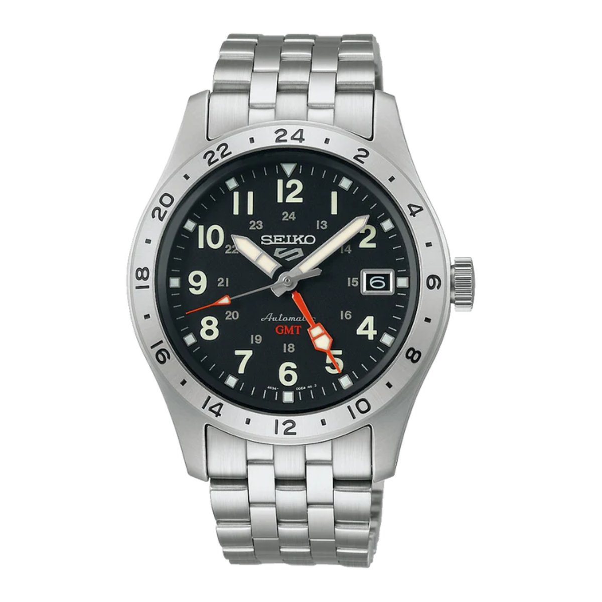 Seiko 5 Sports SSK023K1 SSK023 SSK023K GMT Field Deploy Black Dial Watch -Seiko