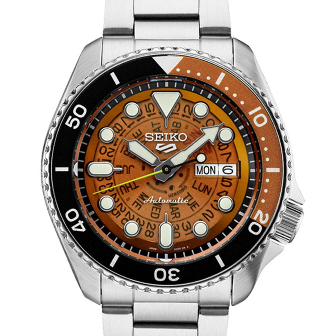 Seiko 5 Sports Time Sonar Brown Transparent Skeleton Dial Watch SRPJ47 SRPJ47K1 SRPJ47K -Seiko