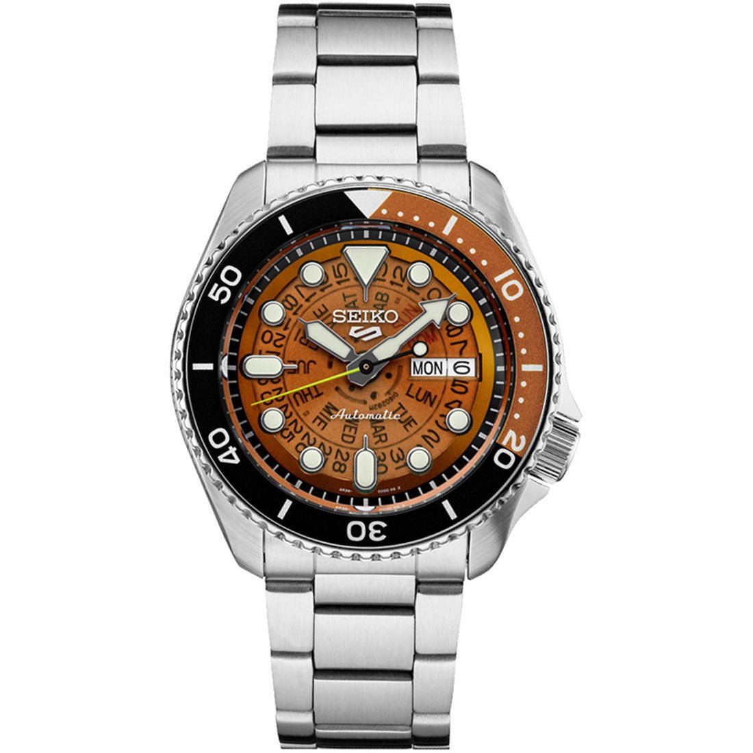 Seiko 5 Sports Time Sonar Brown Transparent Skeleton Dial Watch SRPJ47 SRPJ47K1 SRPJ47K -Seiko